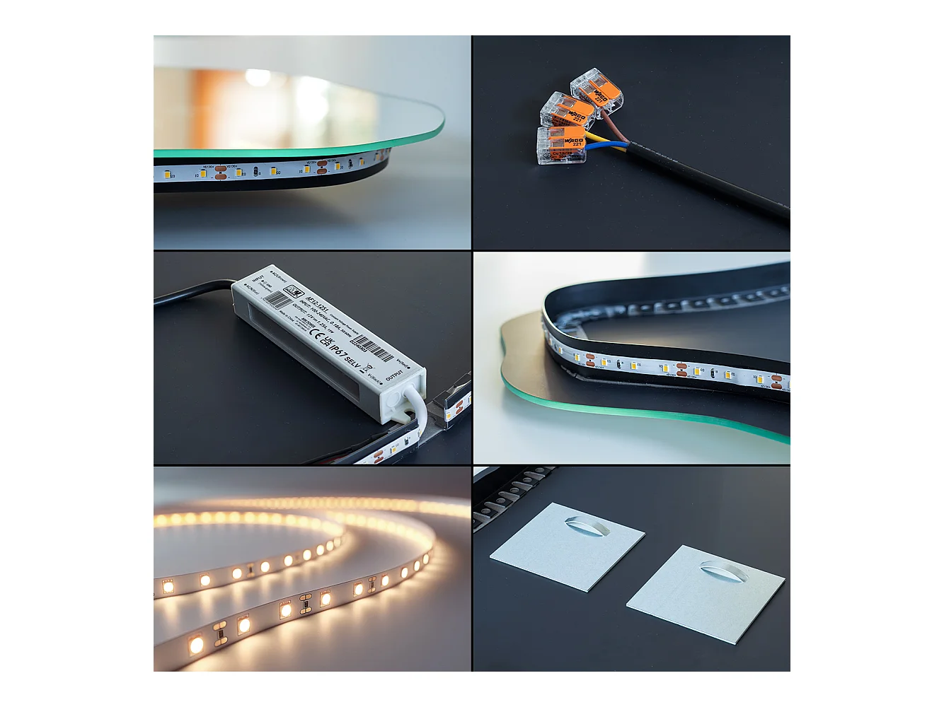 Miroir LED sur pied moderne sans cadre avec lumière neutre douce pour intérieurs lumineux 77x76,6 Tulup