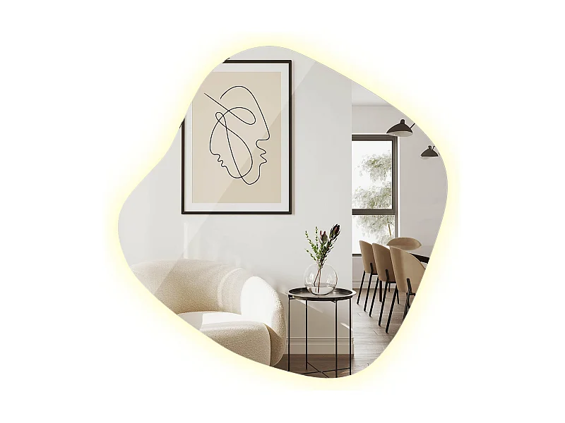 Miroir LED debout sans cadre avec lumière neutre idéale pour chambre ou couloir 67,6x67 Tulup