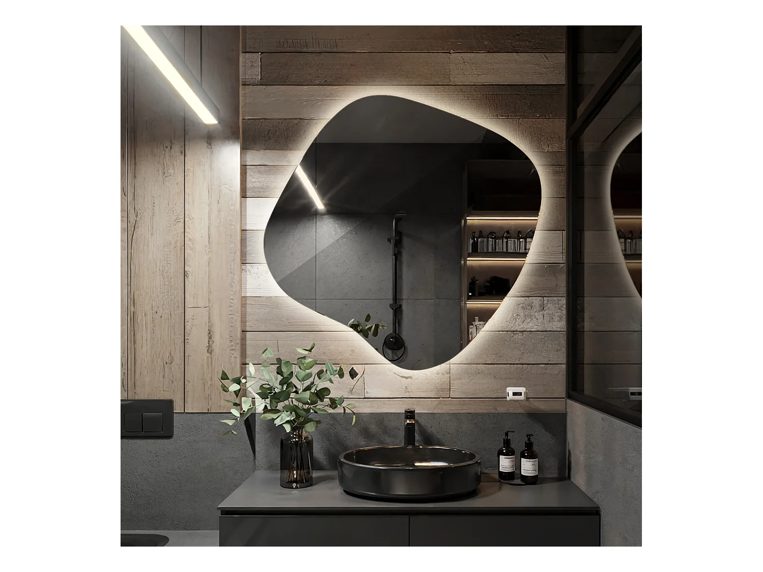 Miroir LED debout sans cadre avec lumière neutre idéale pour chambre ou couloir 67,6x67 Tulup