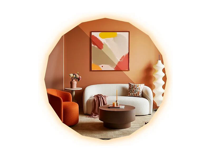 Miroir LED design sans cadre en forme de cercle lumière chaude idéale pour intérieurs contemporains 80x80 Tulup