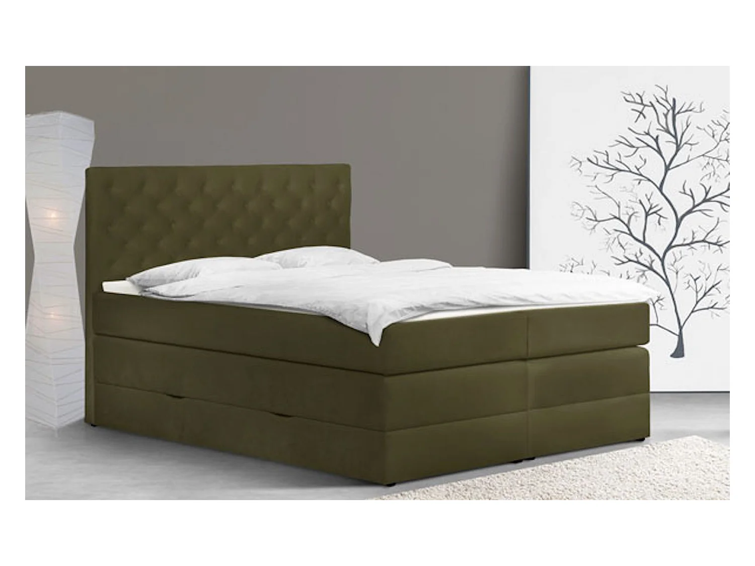 BOXSPRINGBETT Jahvis oliv 163 / 212 / 123cm