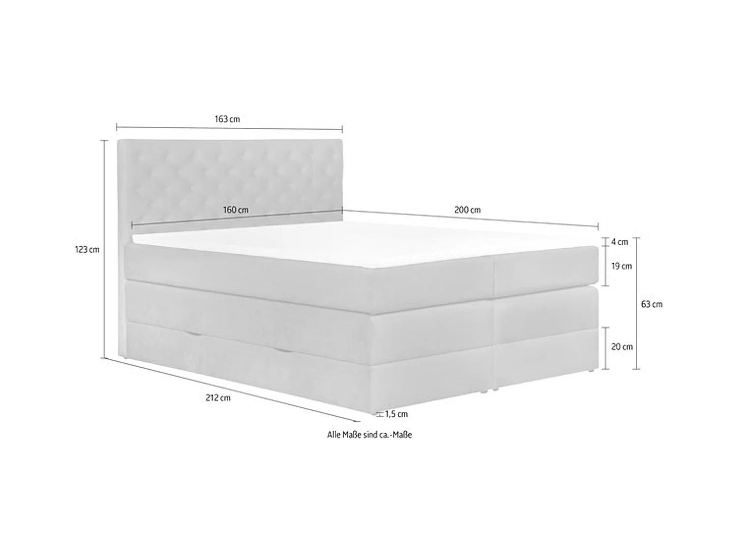 BOXSPRINGBETT Jahvis oliv 163 / 212 / 123cm