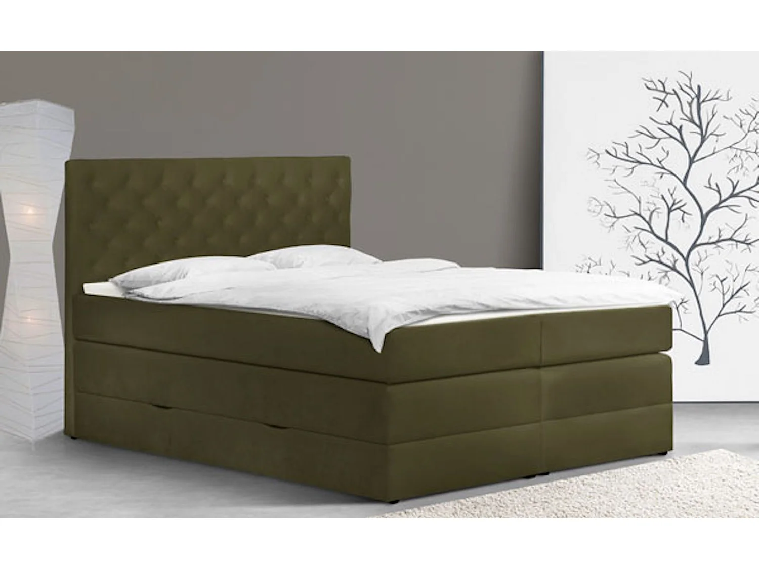 BOXSPRINGBETT Jahvis oliv 163 / 212 / 123cm
