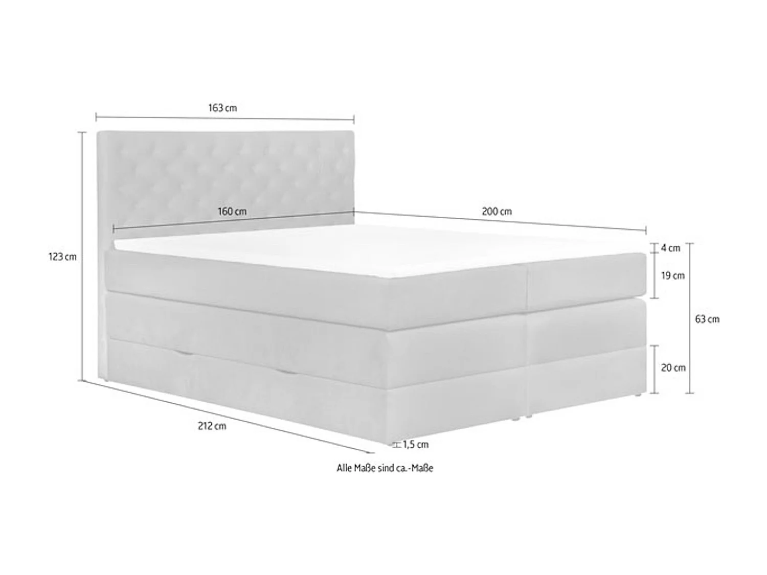 BOXSPRINGBETT Jahvis oliv 163 / 212 / 123cm