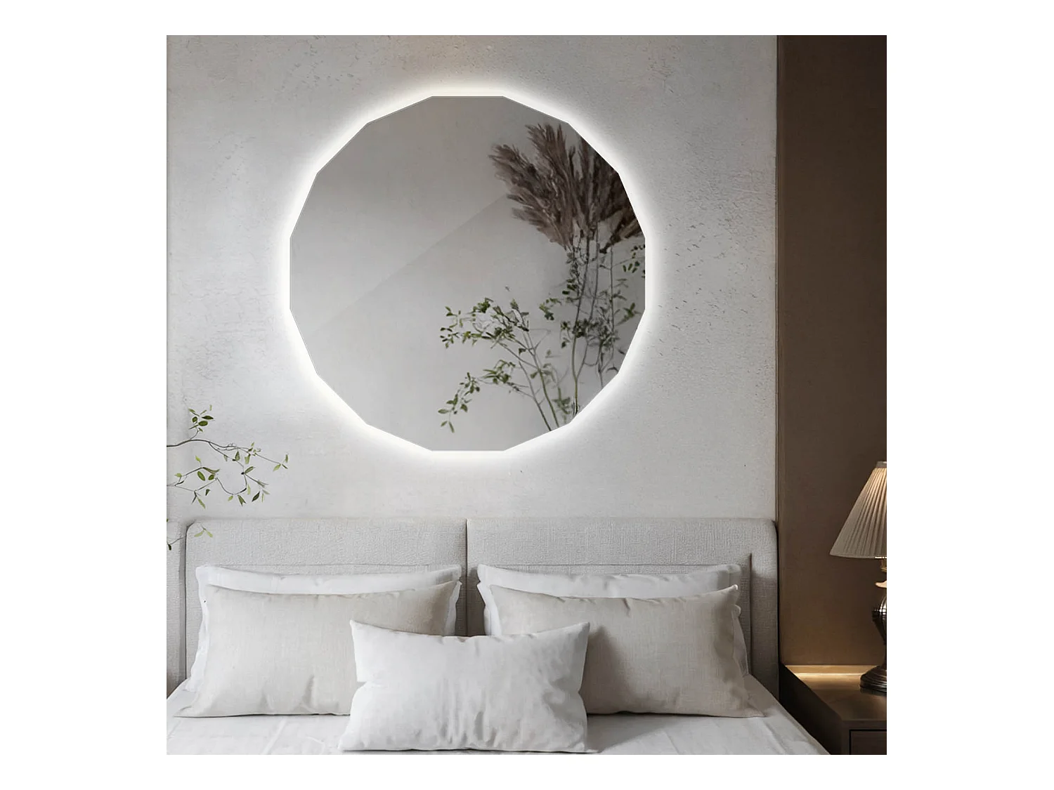 Miroir LED design sans cadre mural rond lumière neutre douce pour intérieurs lumineux 100x100 Tulup