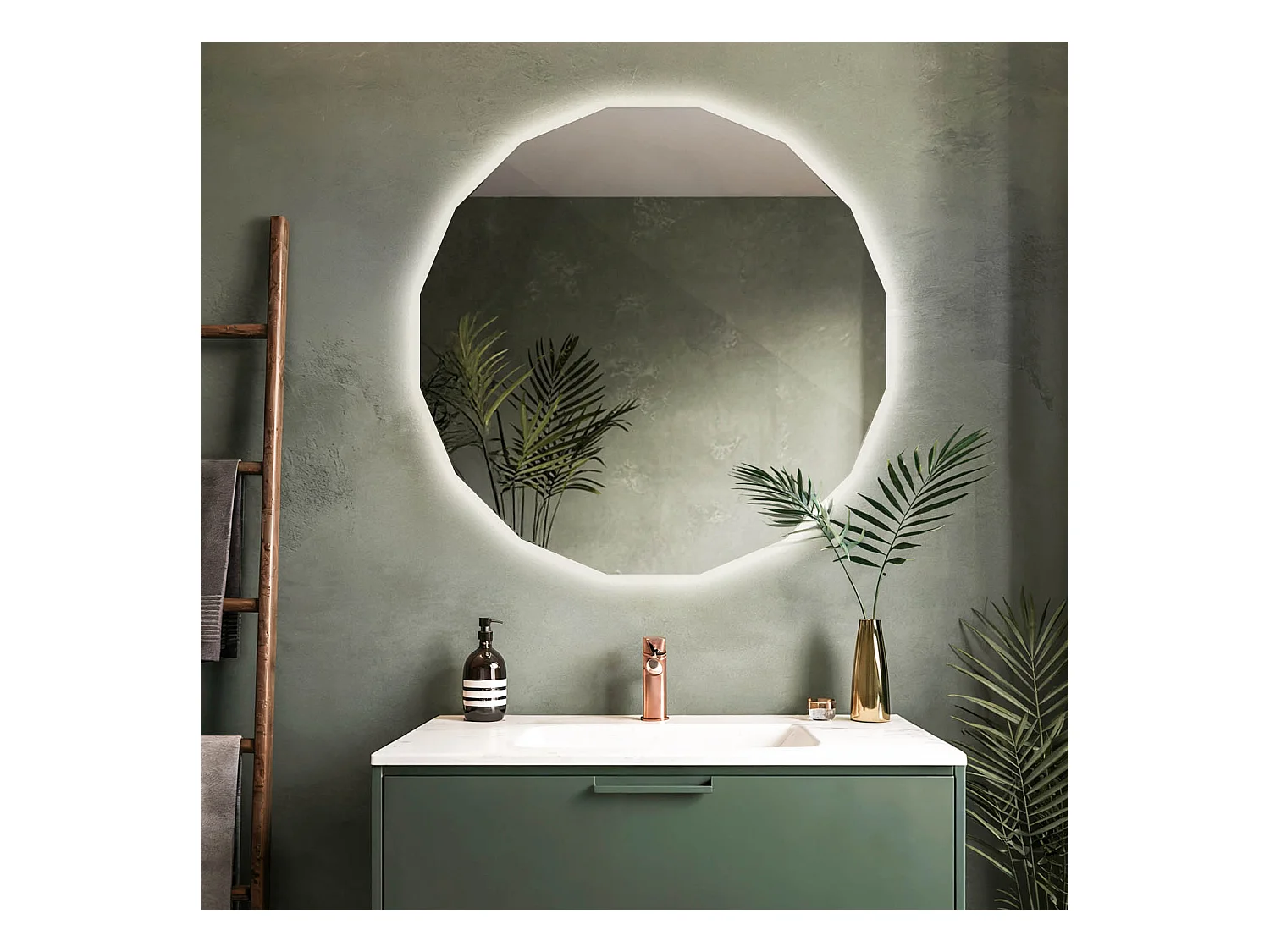 Miroir LED design sans cadre mural rond lumière neutre douce pour intérieurs lumineux 100x100 Tulup