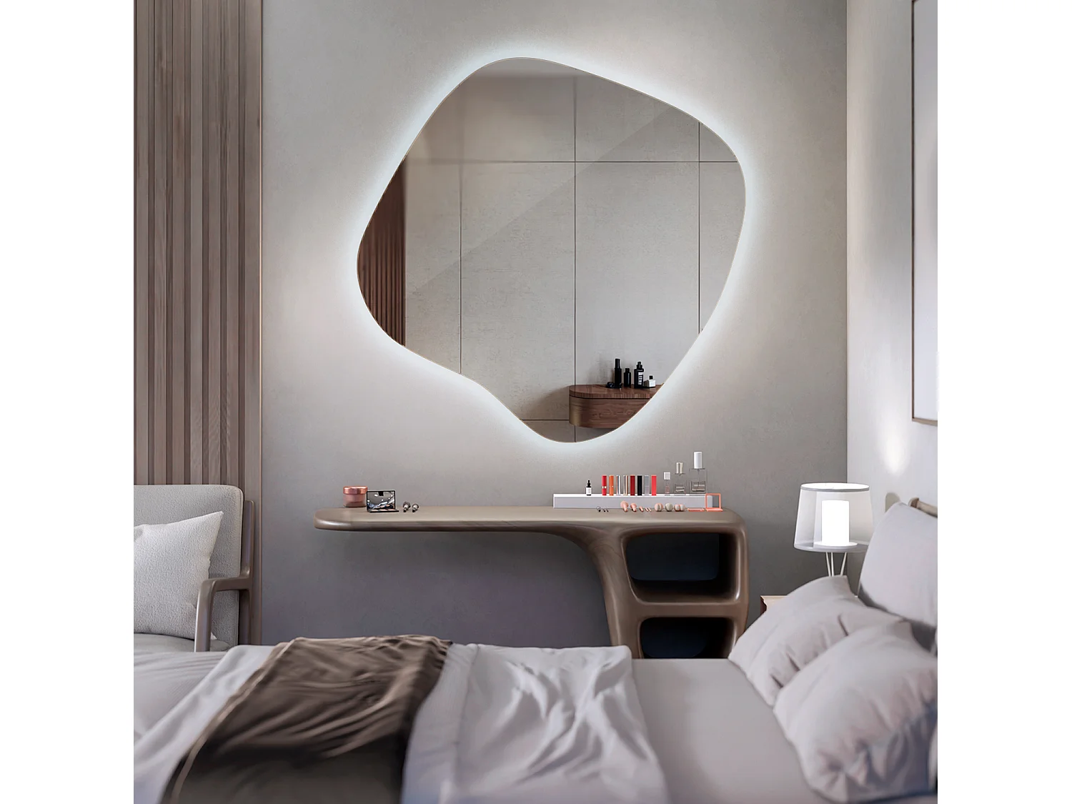 Moderner LED Spiegel ohne Rahmen mit kalter Beleuchtung für stilvolle Einrichtung 57x57,7 Tulup