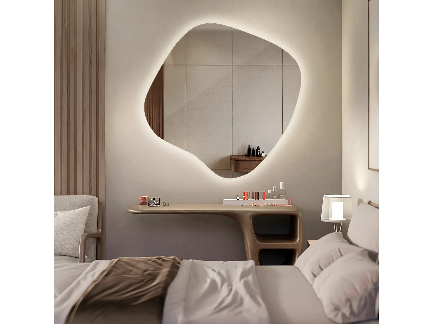 LED Standspiegel rahmenlos mit neutralem Licht stilvolles Design für modernes Badezimmer 48,3x47,9 Tulup