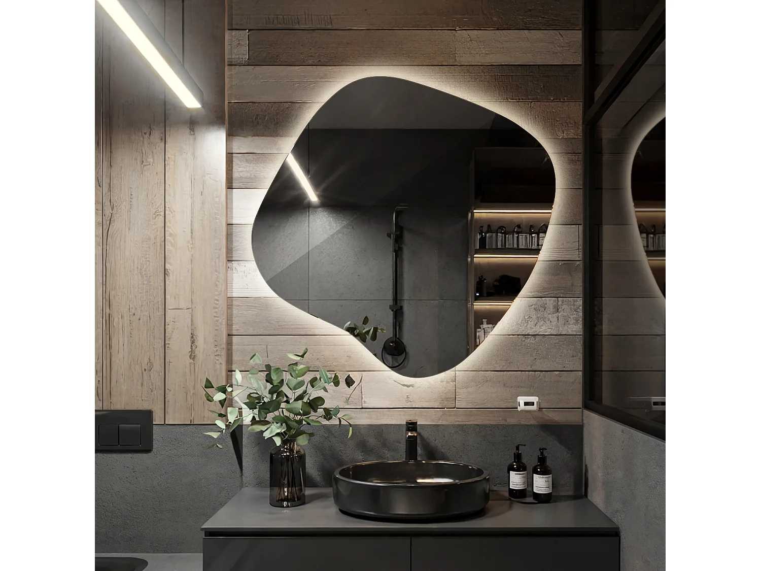 LED Standspiegel rahmenlos mit neutralem Licht stilvolles Design für modernes Badezimmer 48,3x47,9 Tulup