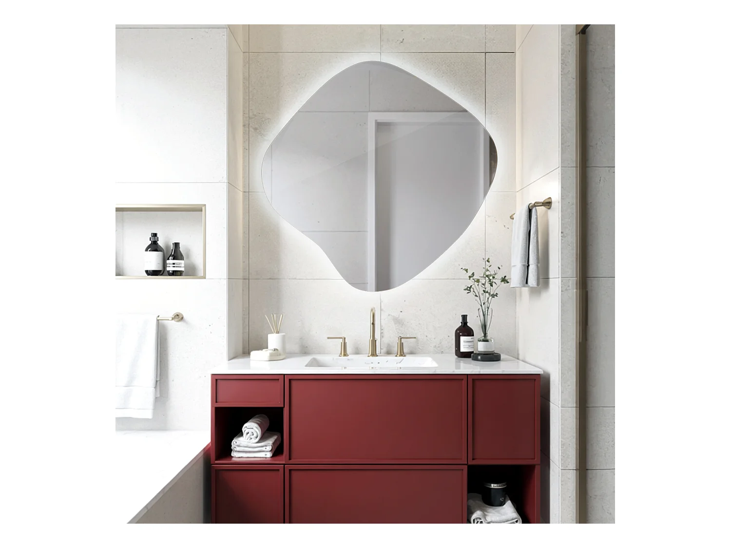 Miroir LED sans cadre sur pied avec lumière froide idéale pour salon ou dressing 77x76,6 Tulup