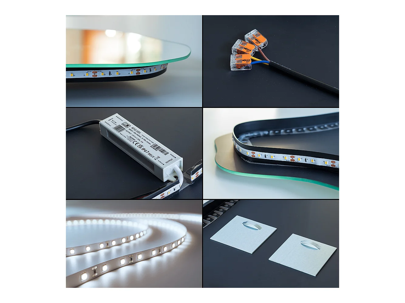 Miroir LED sans cadre sur pied avec lumière froide idéale pour salon ou dressing 77x76,6 Tulup