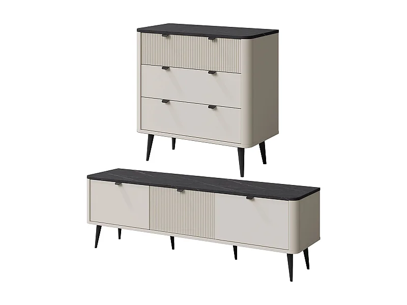 WOHNZIMMER-SET Marly 2-tlg Kaschmir / Graustein