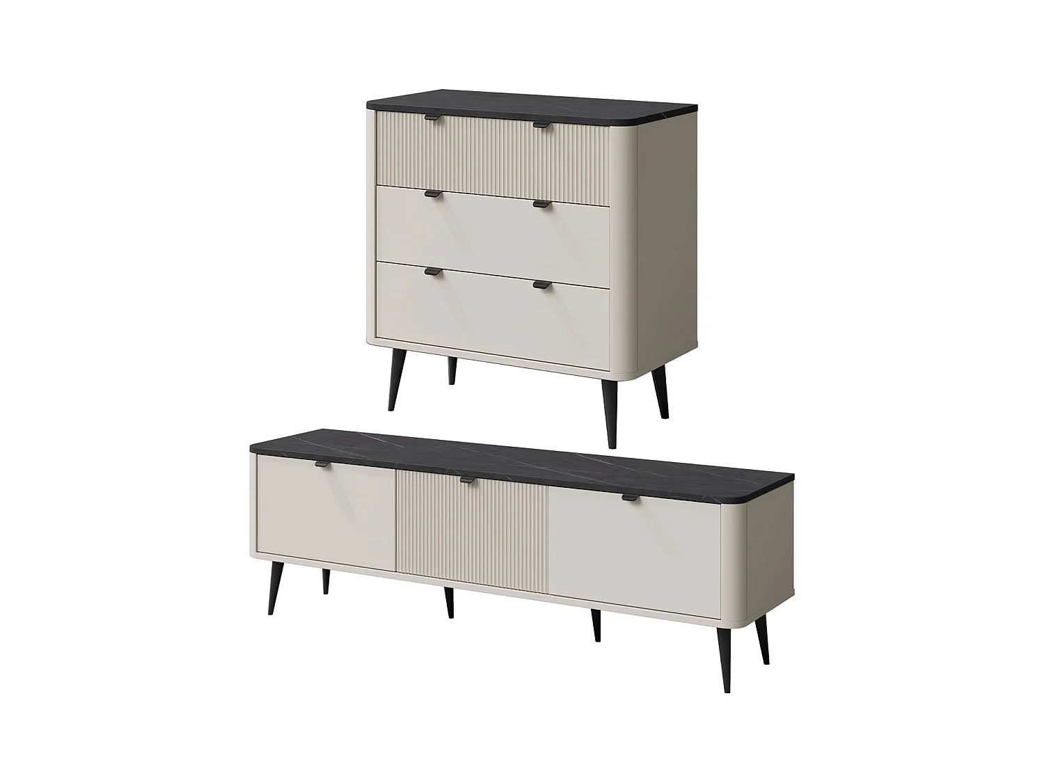 WOHNZIMMER-SET Marly 2-tlg Kaschmir / Graustein