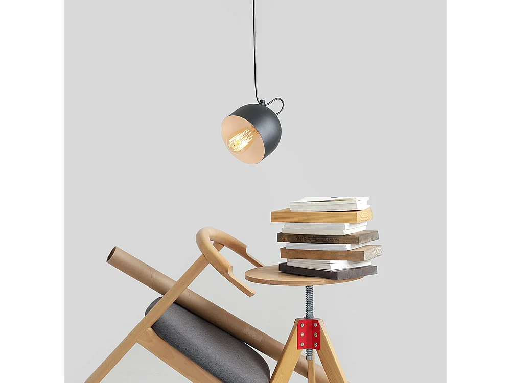 Luminaire de plafond POPO 1, noir, Ø 15 cm