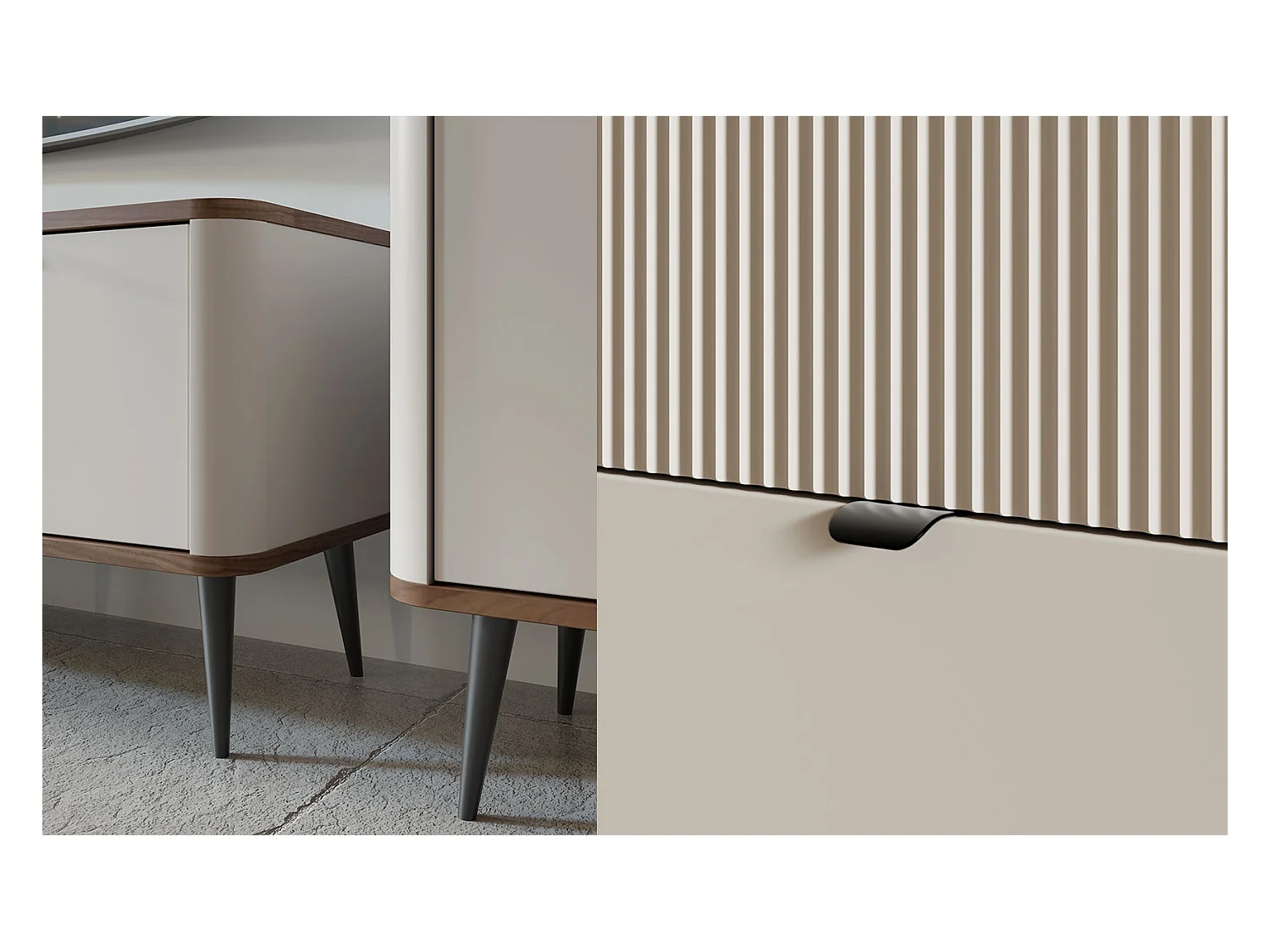 WOHNZIMMER-SET Marly 2-tlg Kaschmir / Walnuss