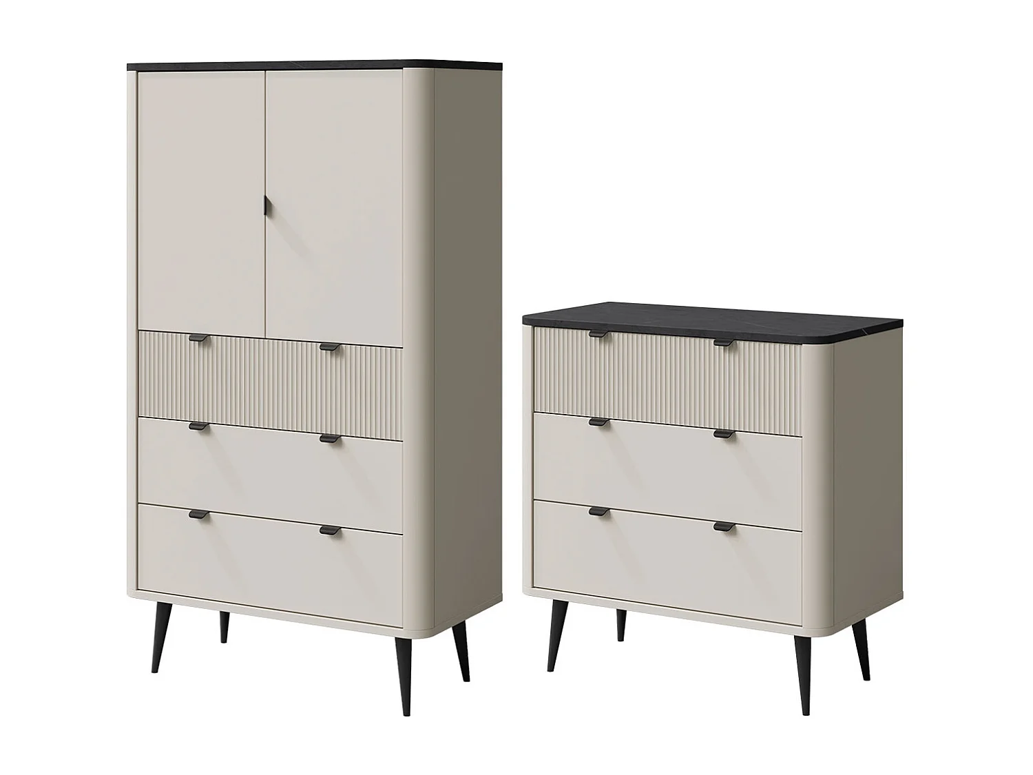 WOHNZIMMER-SET Marly 2-tlg Kaschmir / Graustein