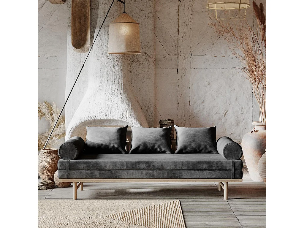 Tagesbett 201x74x70 cm Natur Graphit Le MAR