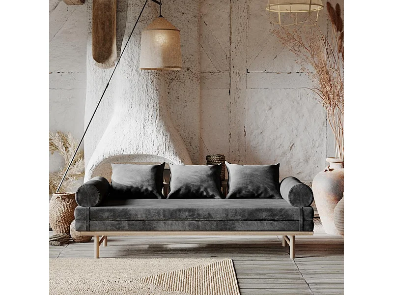 Divã 201x74x70 cm grafite natural Le MAR