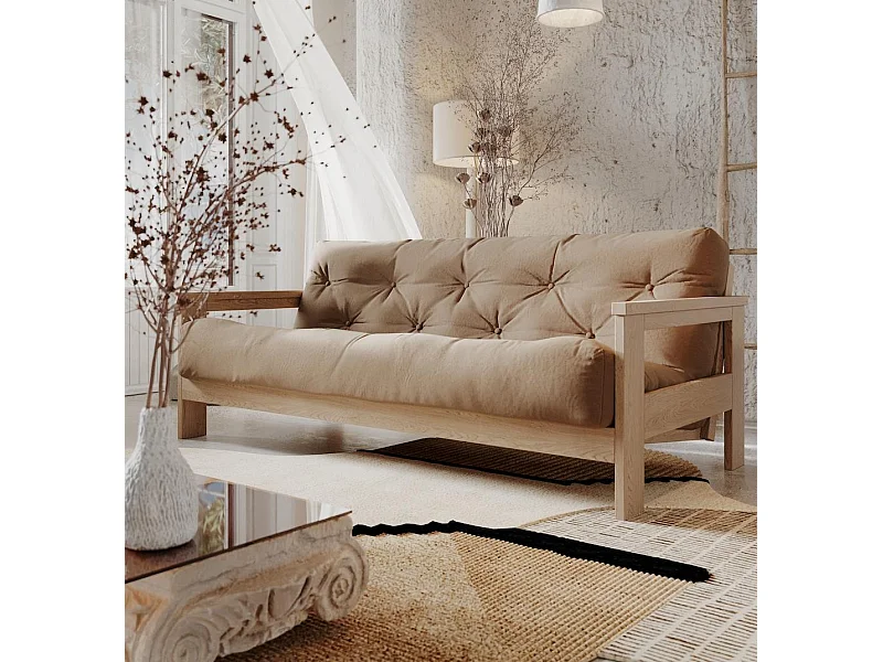 Sofá-cama 210x105x83 cm Bege México