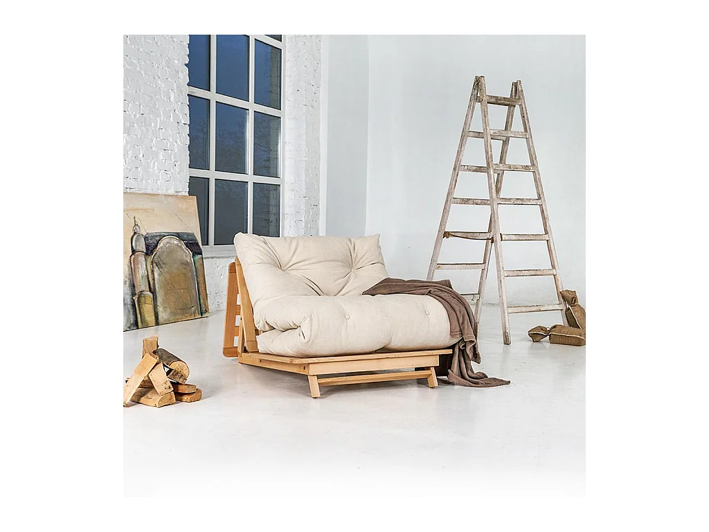 Futonsofa 90x115x80 cm Creme Layti
