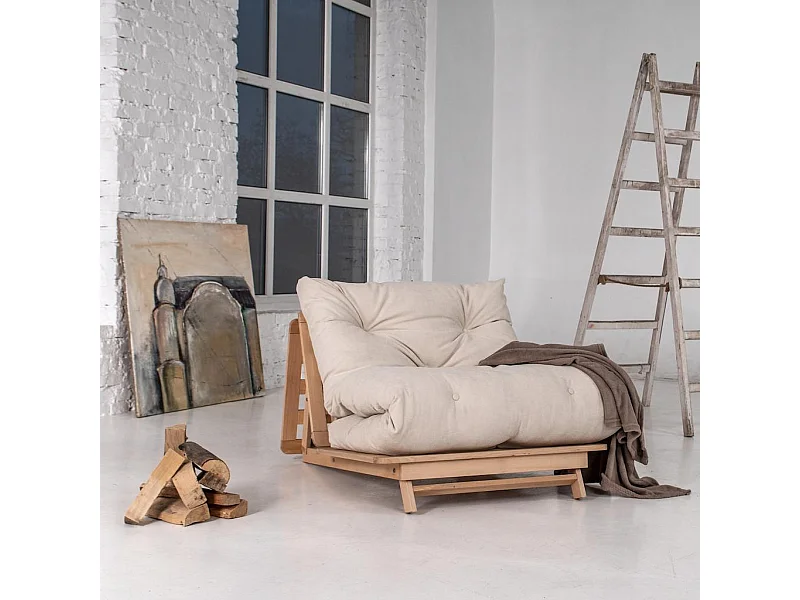 Canapé futon 90x115x80 cm crème Layti