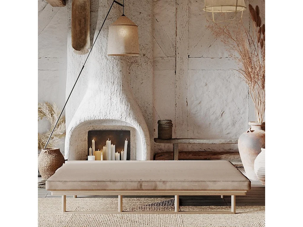 Tagesbett 2,01x0,74x0,7 m Beige Le MAR