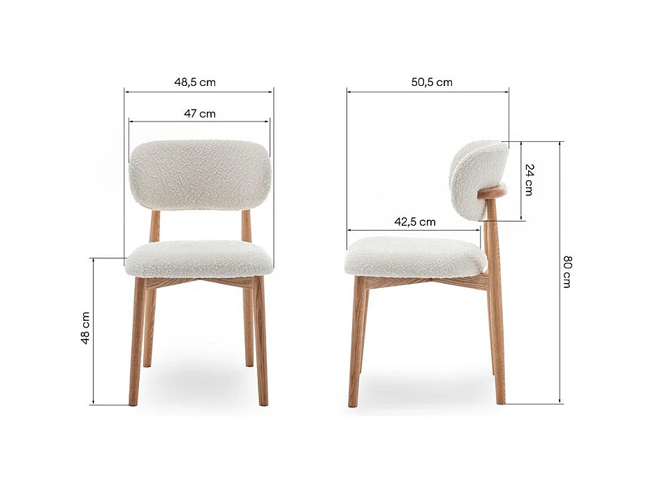 Sedia imbottita 48,5x50,5x80 cm bianca Mia