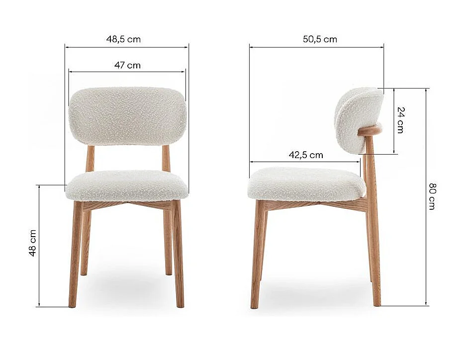 Gestoffeerde stoel 48,5x50,5x80 cm wit Mia