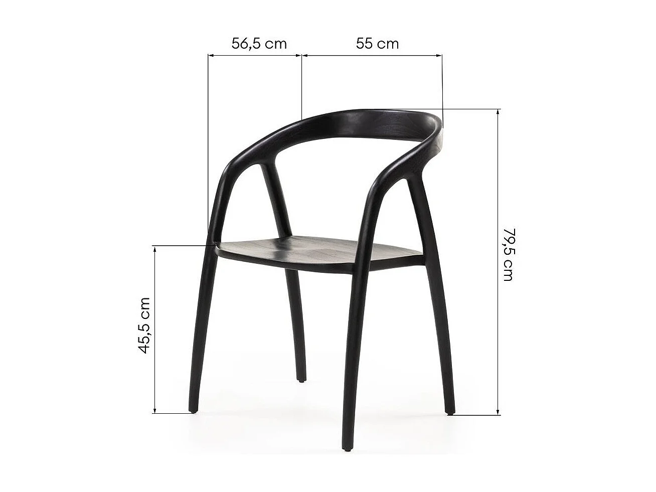 Chaise 55x56,5x79,5 cm noir NIBI OKA