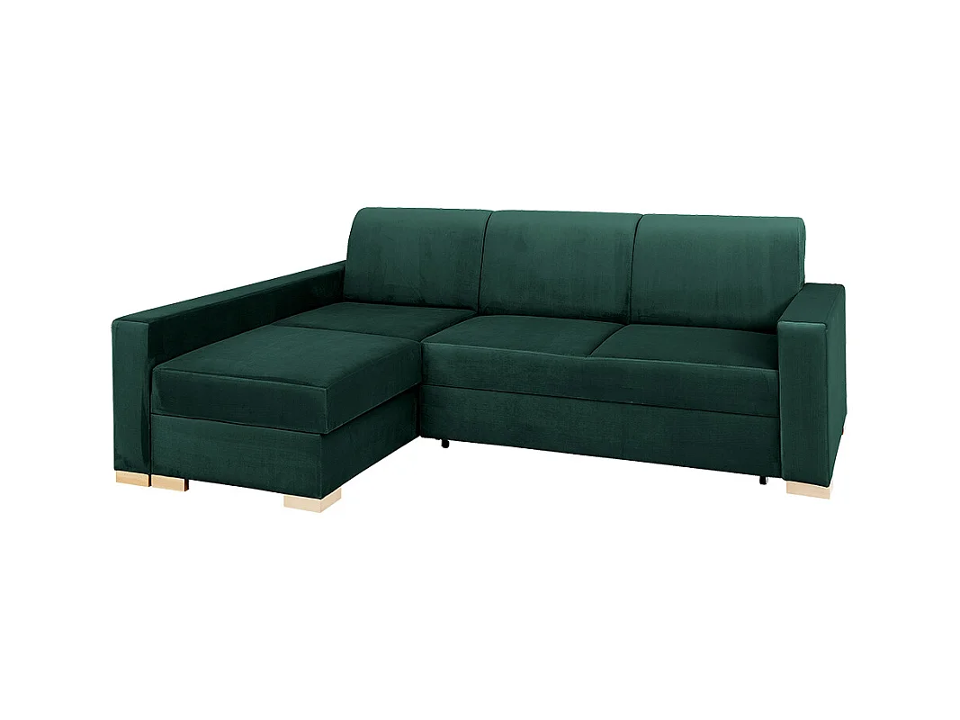 Canapé d'angle convertible 95x232x82 cm vert, structure stable, forme en L