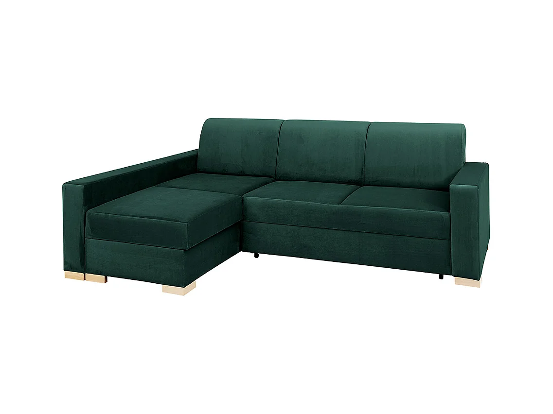 Canapé d'angle convertible 95x232x82 cm vert, structure stable, forme en L