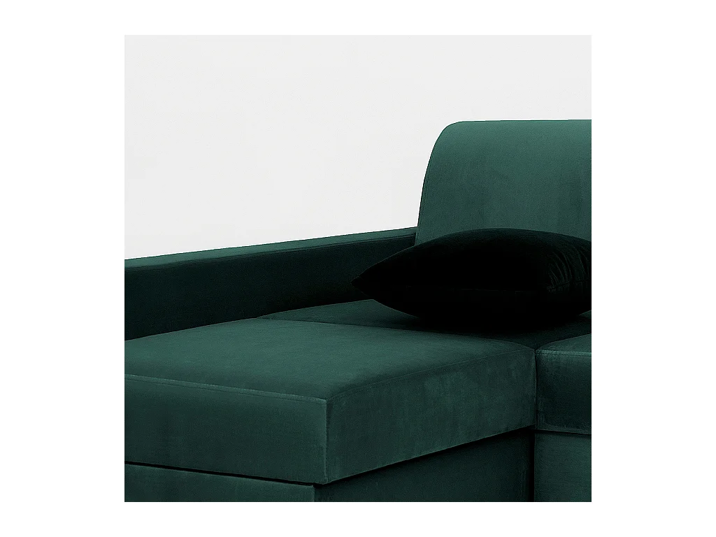 Canapé d'angle convertible 95x232x82 cm vert, structure stable, forme en L