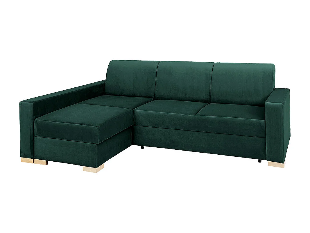 Canapé d'angle convertible 95x232x82 cm vert, structure stable, forme en L