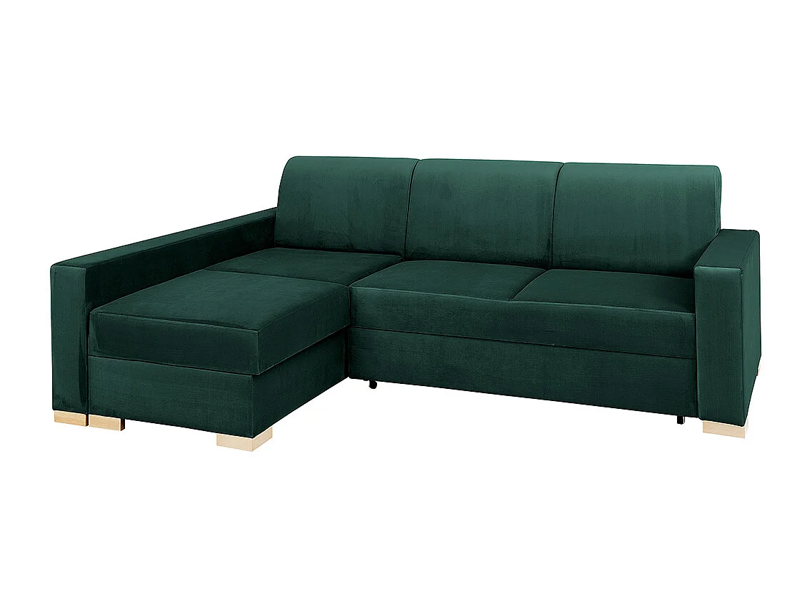 Canapé d'angle convertible 95x232x82 cm vert, structure stable, forme en L