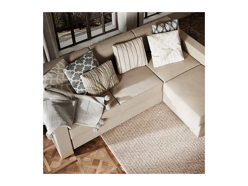 Canapé d'angle convertible 95x232x82 cm beige stable r