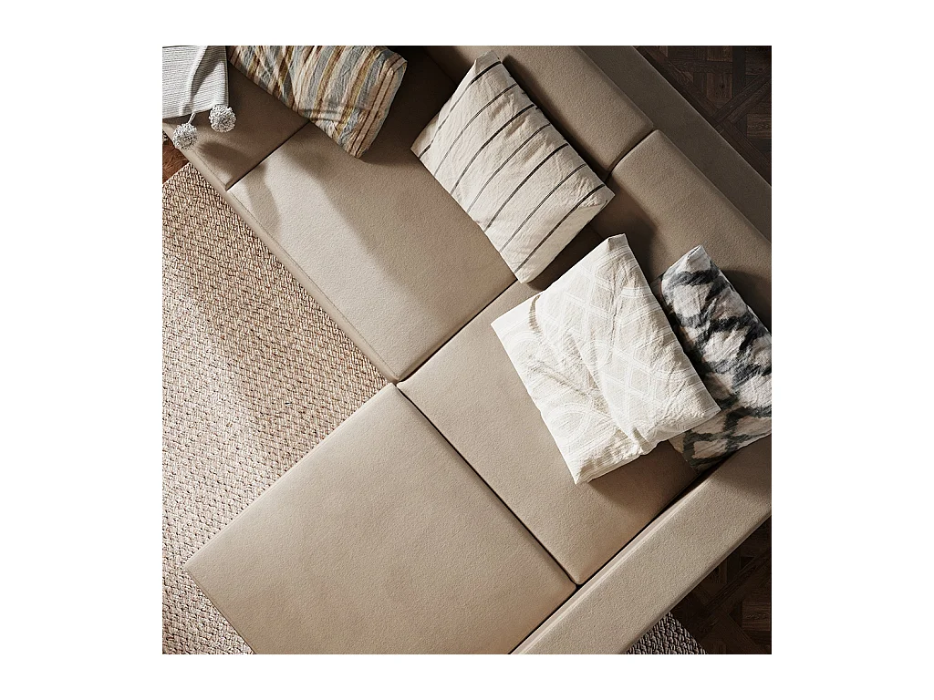 Canapé d'angle convertible 95x232x82 cm beige stable r