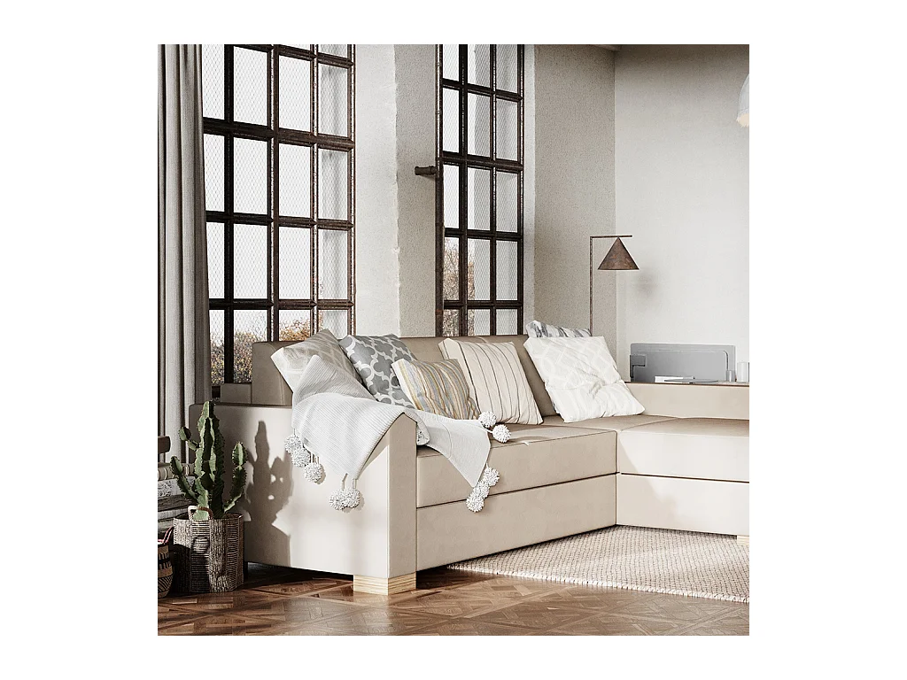 Canapé d'angle convertible 95x232x82 cm beige stable r