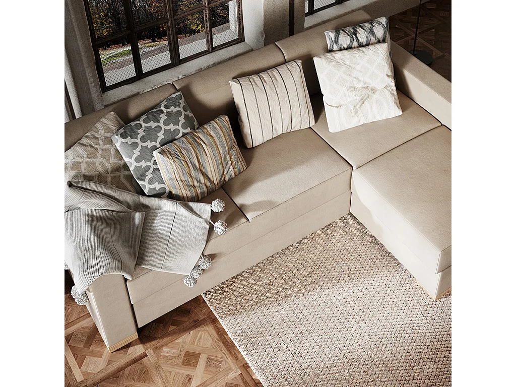 Canapé d'angle convertible 95x232x82 cm beige stable r