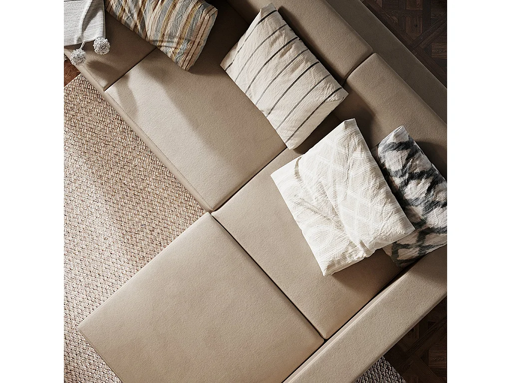 Canapé d'angle convertible 95x232x82 cm beige stable r