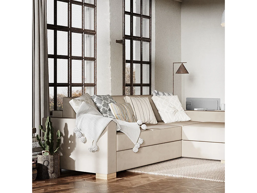 Canapé d'angle convertible 95x232x82 cm beige stable r