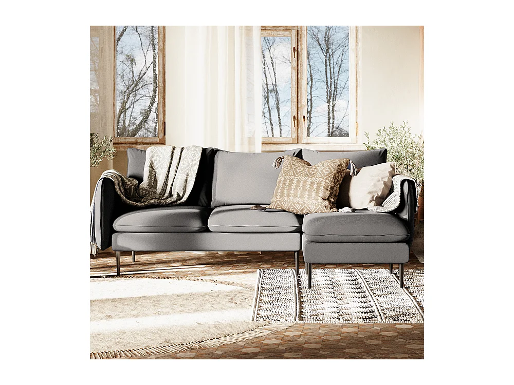 Sofá de canto 89x210x90 cm preto Posh P