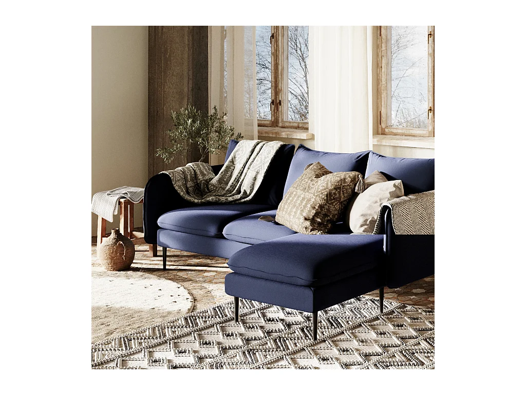 Canapé d'angle 0,89x2,1x0,9 m noir élégant p