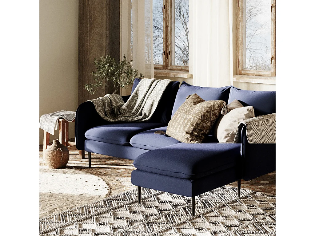 Canapé d'angle 0,89x2,1x0,9 m noir élégant p