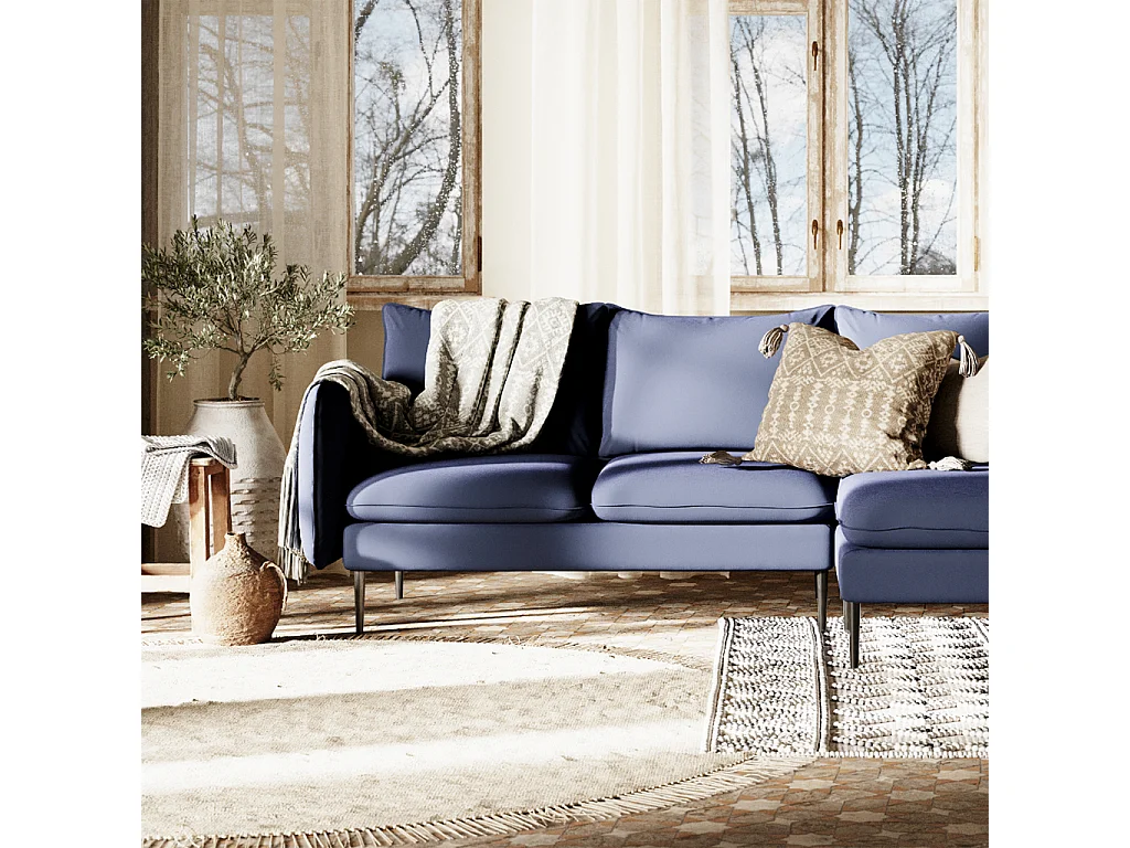 Canapé d'angle 0,89x2,1x0,9 m noir élégant p