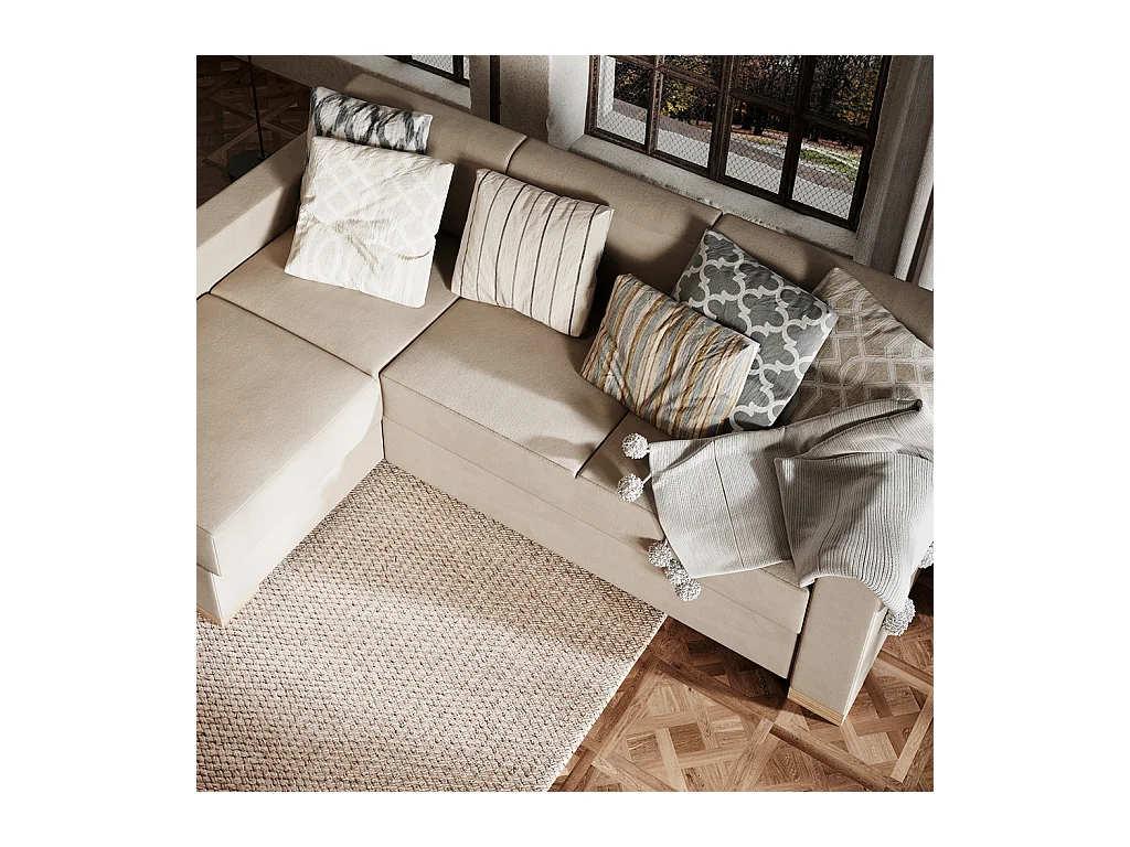 Canapé d'angle convertible 95x232x82 cm beige stable