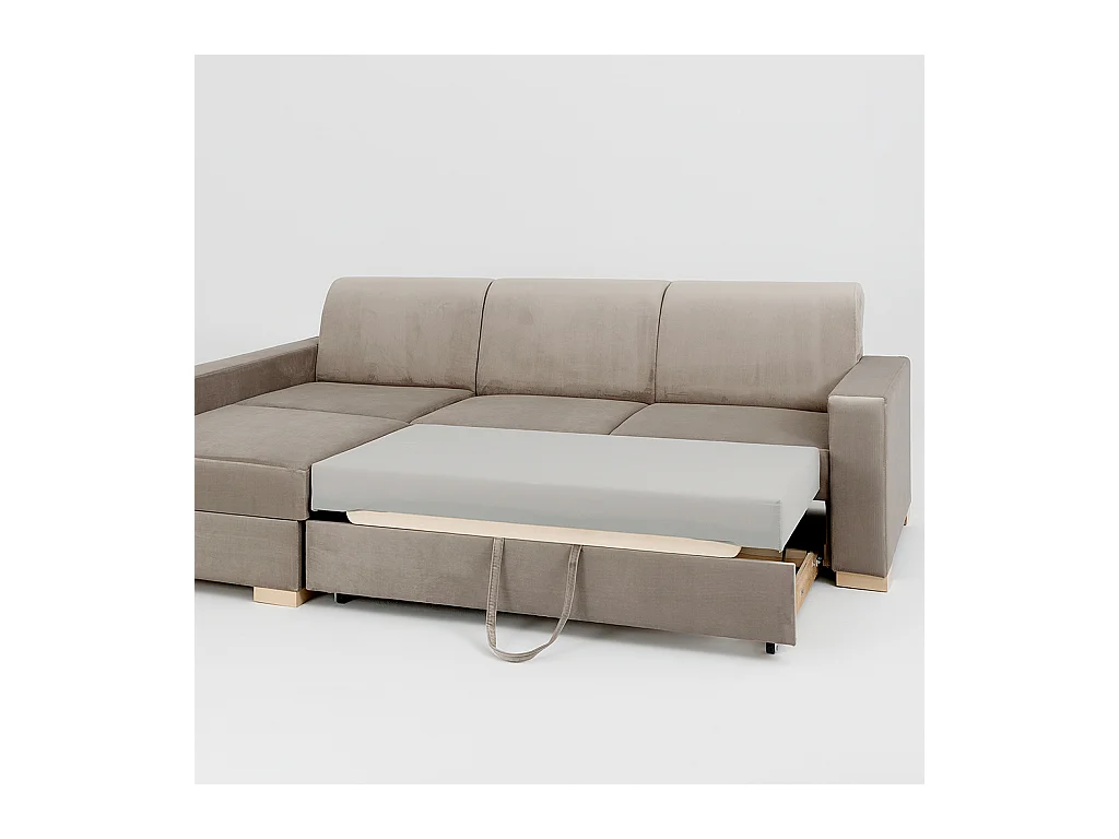 Canapé d'angle convertible 95x232x82 cm beige stable