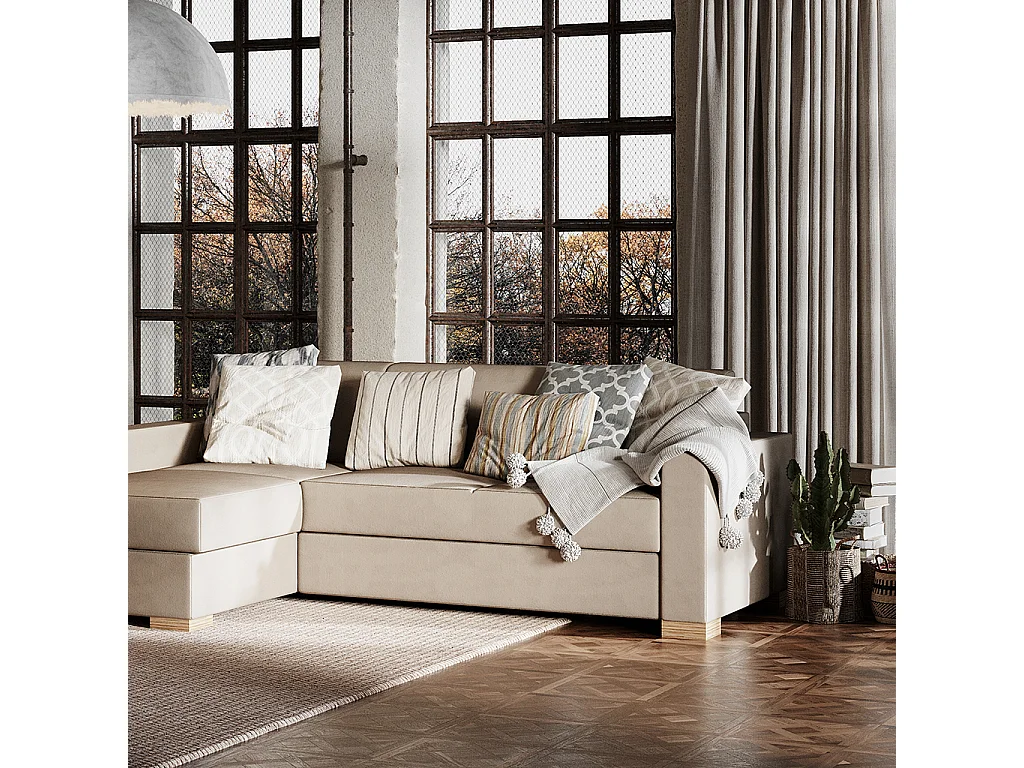 Canapé d'angle convertible 95x232x82 cm beige stable