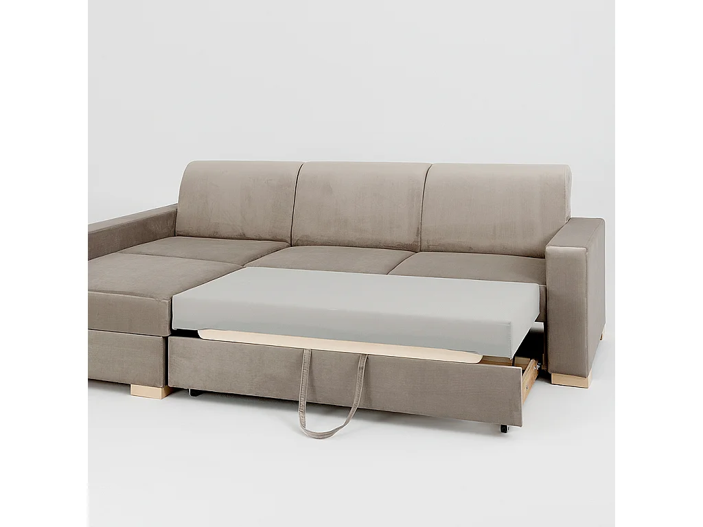 Canapé d'angle convertible 95x232x82 cm beige stable