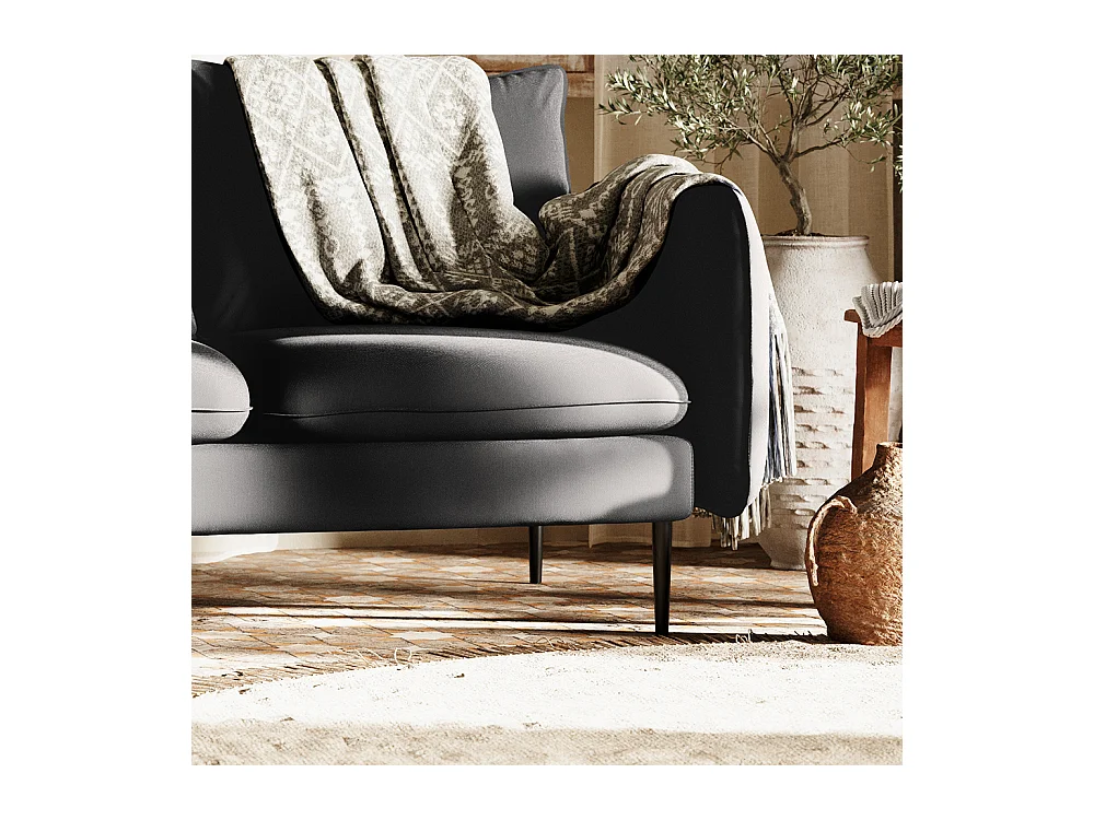 Canapé d'angle 89x210x90 cm gris Platinium POSH L noir