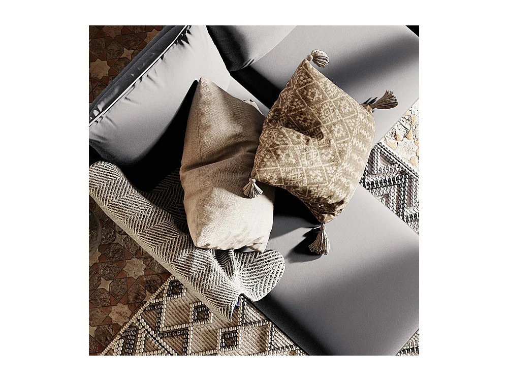 Canapé d'angle 89x210x90 cm gris Platinium POSH L noir